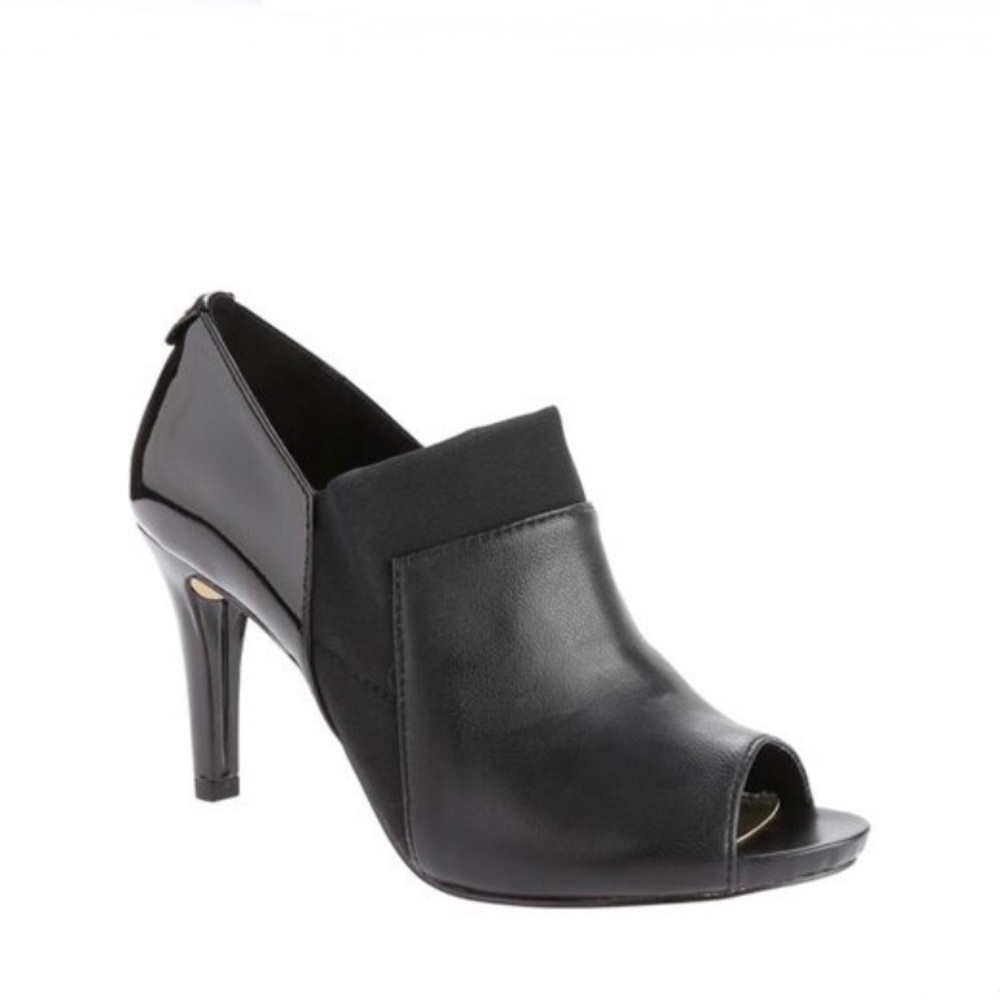Anne Klein Ottone Peep Toe Leather Ankle Booties - Picture 2 of 9
